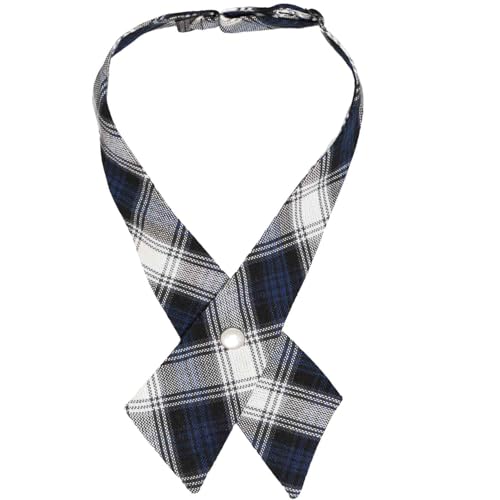 tiemart Crossover Tie - color: Navy Blue Plaid