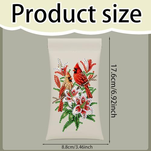Diamond Art Painting Eye Glass Bag PU Sunglasses Glasses Storage Bag Built-in Glasses Cloth Press Automatic Closure - color: 2pcs