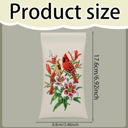 Diamond Art Painting Eye Glass Bag PU Sunglasses Glasses Storage Bag Built-in Glasses Cloth Press Automatic Closure - color: 2pcs