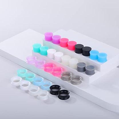 Juway Oveta Ear Gauges for Ear Silicone Ear Plugs Soft Flexible Silicone Gauge Saddle Silicone Ear Plugs and Tunnels 6mm-20mm(16 Pairs) - color: 32PCS 16mm(5/8")