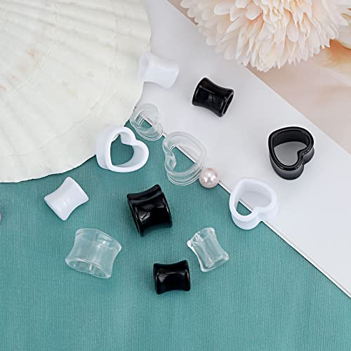 Qmcandy 6pcs/18pcs Heart Shape Acrylic Ear Tunnels Plugs Set Mix Color Stretcher Expander Piercing Tunnels Gauge 6G-7/8 inch - color: 6pcs, 0g(8mm)