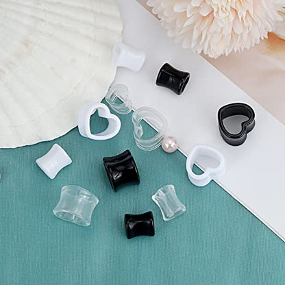 Qmcandy 6pcs/18pcs Heart Shape Acrylic Ear Tunnels Plugs Set Mix Color Stretcher Expander Piercing Tunnels Gauge 6G-7/8 inch - color: 6pcs, 0g(8mm)