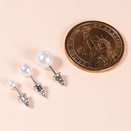 AoedeJ Colorful Pearl Stud Earrings - Small Pearl Earrings Set in Stainless Steel for Women - color: 4mm