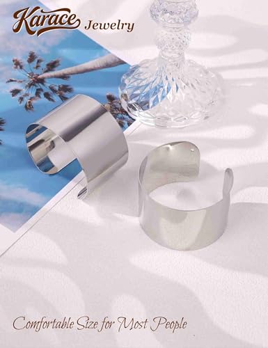 2 Pcs Gold Cuff Bangle Bracelet Set for Women Irregular Minimalist Statement Bangle Bracelets Wide Open Chunky Wire Bracelets Wrist Cuff Adjustable Hammered Bracelet - color: Silver A