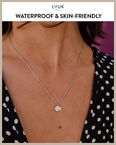 LUUK LIFESTYLE Stainless steel necklace with pendant and HAPPINESS card, 20” adjustable length, lucky charm, friendship chain, Valentine's Day gift, birthday, women's jewelry, silver, gold, rosegold - color: Silver, size: Whale