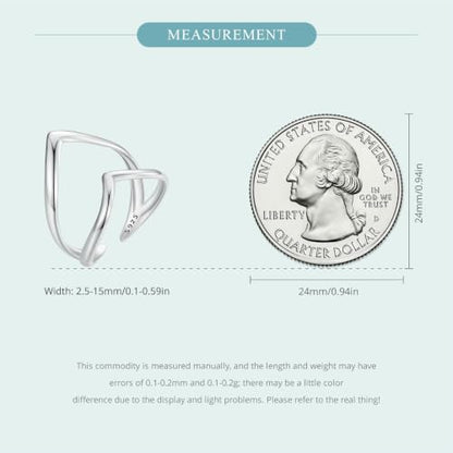 MUNDELL 925 Sterling Silver Simple Multi-layer Leaf Adjustable Ring Green Lucky Leaves Statement Ring for Women Promise Ring Fine Jewelry - color: White
