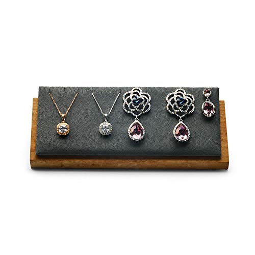 Oirlv Solid Wood Jewelry Display Stand Necklace Pendant Earring Showcase Organizer Triangular Plane Display(Grey Triangular Necklace Holder) - color: Grey Triangular Jewelry Display Stand