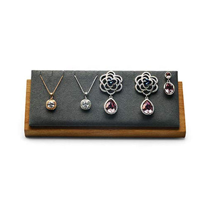 Oirlv Solid Wood Jewelry Display Stand Necklace Pendant Earring Showcase Organizer Triangular Plane Display(Grey Triangular Necklace Holder) - color: Grey Triangular Jewelry Display Stand
