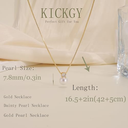 Pearl Necklaces for Women Trendy,Dainty Pearl Pendant Necklace | 14k Gold Plated Elegant Pearl Necklace,Simple Pearl Pendant,Dainty Gold Jewelry,Waterproof Summer Bridal Wedding Accessories - color: GOLD-11