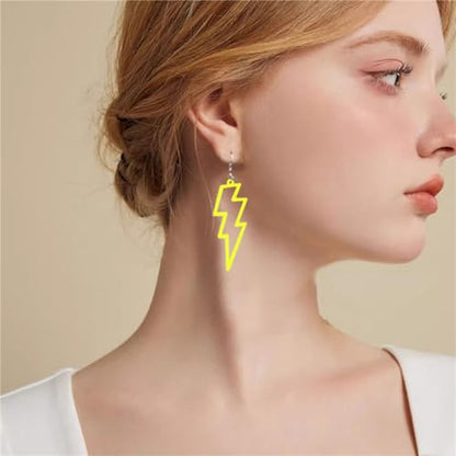 ONLYJUMP Acrylic Exaggerated Lightning Earrings Statement Punk Retro Geometric Delicate Neon Personalized Earrings Accessory Jewelry for Women - color: Yellow