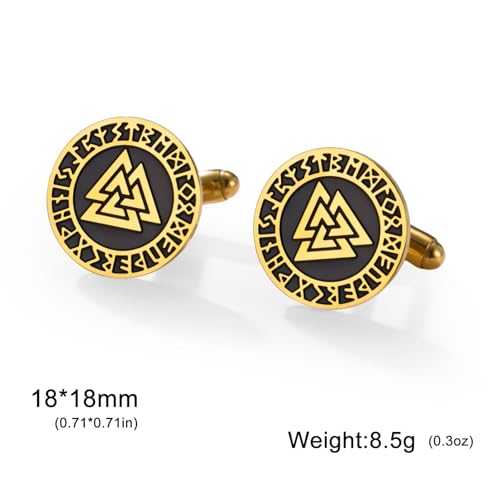 Cufflinks for Men Delicate Stainless Steel Wedding Business Cufflinks Gifts for Groom Husband French Shirt Accessories - style: Interlocked Triangle-Gold