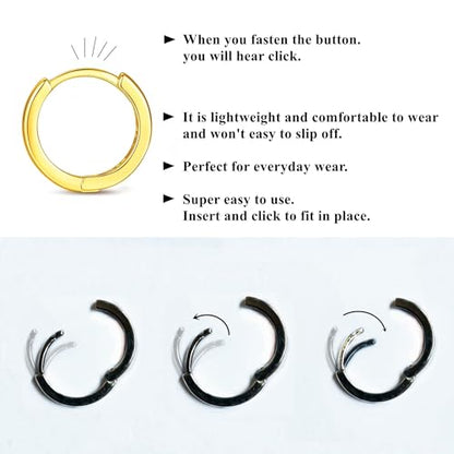 ORANGELOVE 3 Pairs 14K Gold Plated Huggie Hoop Earrings Set for Women or Men Lightweight Hypoallergenic Small Hoop Earring Pack Multiple Piercing Stacks Cartilage Piercing Jewelry - style: Gold-9/10/12mm