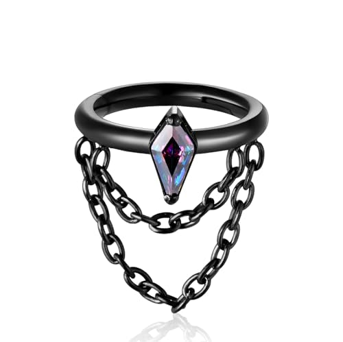 16G Titanium Cartilage Earrings Hoop 7mm 9mm Helix Piercing Jewelry with Single/Double/Triple Chains Hypoallergenic Hinged Clicker - style: black vm chains 7mm
