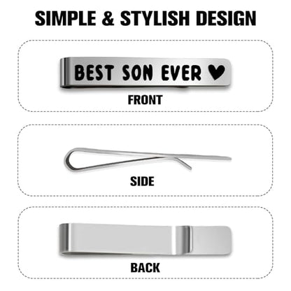 Bicfuiot Father's Day Christmas Birthday Valentines Graduation Gifts for Boyfriend Dad Uncle Grandpa Husband Son,Tie Clips - style: Son