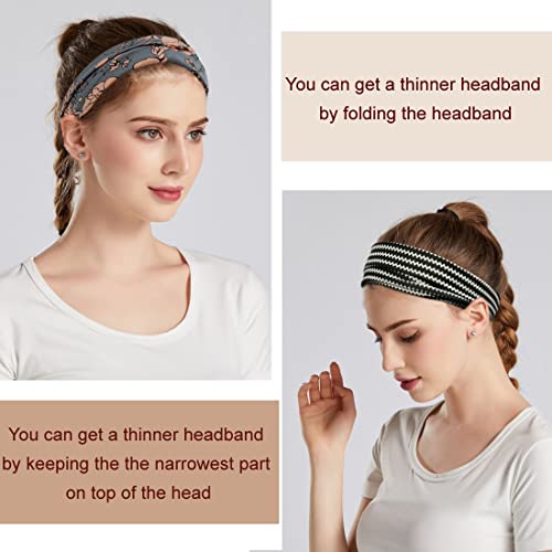YONUF Boho Headbands For Women Fashion Wide Headband Yoga Workout Head Bands Hair Accessories Band 6 Pack - color: Flower4