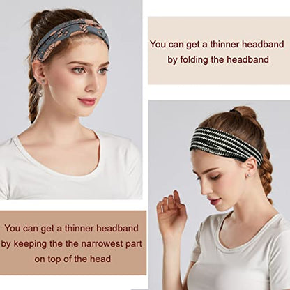 YONUF Boho Headbands For Women Fashion Wide Headband Yoga Workout Head Bands Hair Accessories Band 6 Pack - color: Flower4