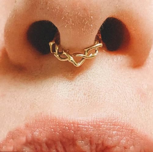 16G Septum Ring Hinged Septum Clicker Nose Ring Septum Piercing Jewelry - color: Twisted-gold, size: 8mm