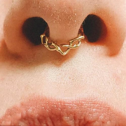 16G Septum Ring Hinged Septum Clicker Nose Ring Septum Piercing Jewelry - color: Twisted-gold, size: 8mm