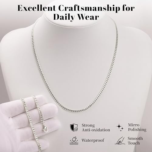 WomenGifts Cuban Link Chain Necklace for Women, Waterproof 14k Gold Silver Plated Chain Choker, Non Tarnish Stainless Steel Jewelry, 3.5/5/6/8/11mm,14/16/18 Inch Thin&Chunky&Thick - color: Silver, style: 3.5MM-16"