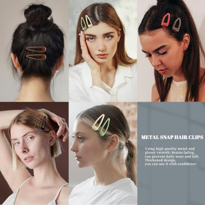 20 PCS Metal Snap Hair Clips Water Drop No Slip Barrettes for Women Bright Small Hair Clips For Thick And Thin Fine Hair,Green Red Brown Yellow Dark Blue,1.97 x 0.5 In. - color: Green Red brown Yellow Dark Blue