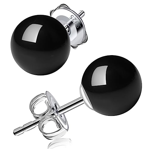 3/4/5/6/8/10/11mm Black Pearl Stud Earrings for Women - 925 Sterling Silver Hypoallergenic Earrings Jewelry Gift - size: 12 mm
