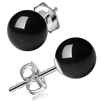 3/4/5/6/8/10/11mm Black Pearl Stud Earrings for Women - 925 Sterling Silver Hypoallergenic Earrings Jewelry Gift - size: 12 mm