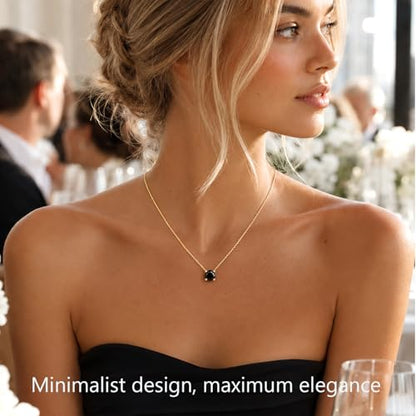 Inerney Diamond Necklace for Women,14K Gold Plated Solitaire Cubic Zirconia Birthstone Pendant Necklace 1.5 Carat (7.3mm) Crystal, Dainty Simple Trendy Jewelry Accessories Birthday Gifts for Women Mom - color: Gold