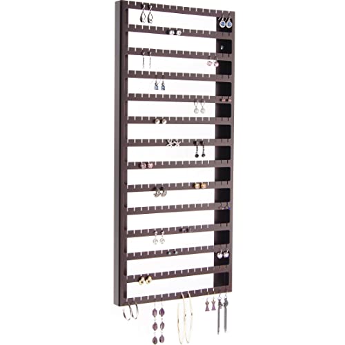 Wall Mounted Earring Holder Organizer, Luka Large, Rubbed Bronze, 9"x20" | For Women, Small Earrings Only, Post Stud Dangle Pierced Earrings, Hanging Closet Jewelry Storage Rack, Display - color: Rubbed Bronze, size: Luka Large 9"x20"