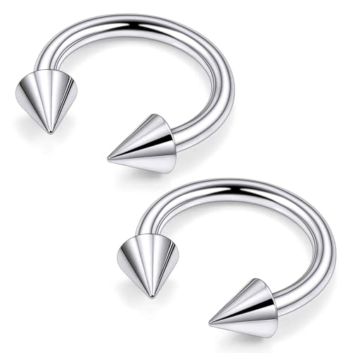 Ruifan 20G 18G 16G 14G 12G Horseshoe Nose Ring Titanium Septum Rings Piercing Jewelry Cartilage Conch Helix Rook Lip Tragus Earring Hoop Eyebrow Retainer For Women Men 6mm 8mm 10mm 12mm 14mm 16mm 19mm - size: Spike: 12G - 12MM