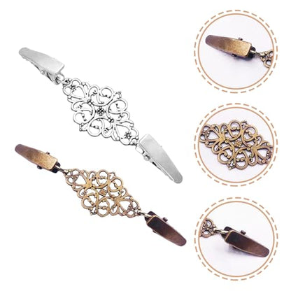 GALPADA 2pcs Vintage Cardigan Collar Clips for Women, Alloy Sweater Shawl Dress Clips, Sturdy and Practical Brooch Pins, for Proms and Weddings