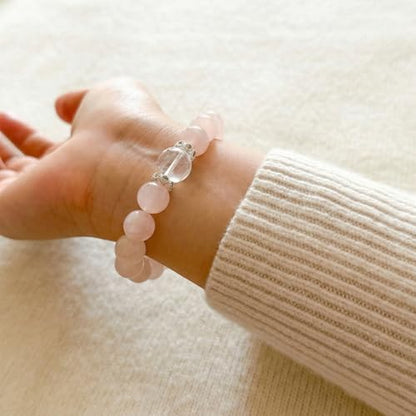 ZestBeads 10mm Natural Gemstone Bracelet for Women, Premium Crystal Beaded Energy Jewelry for Mindfulness & Meditation, Gift Ready Sustainable Cork Packaging - style: Blush Glow