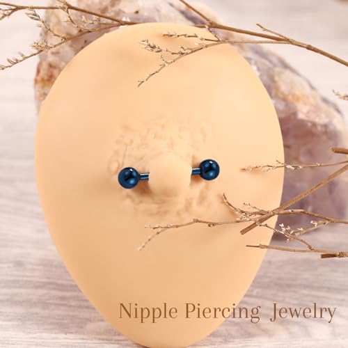 AROWRO Nipple Piercing Jewelry G23 Titanium Nipple Rings Tongue Rings Nipple Bar 14G Internally Threaded Straight Barbells Bridge Piercing Jewelry 12mm-20mm - color: Blue
