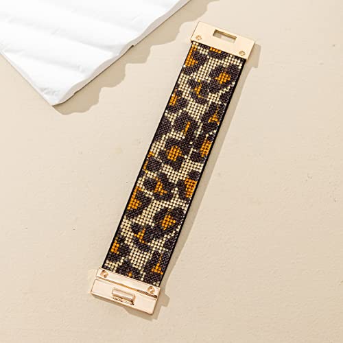 Rantanto Leather Wrap Bracelets For Women Gold Twist Lock Buckle Wrist Cuff | PU leather,Skin-friendly,Boho Stackable Wristband,Fashion Daily Jewelry,Trend Casual Party Bangle,Fit For Birthday, Holiday - color: Crystal Leopard