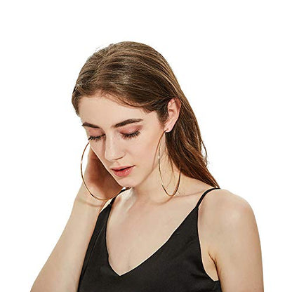 BETHYNAS 110 120mm Gold Large Basketball Hoop Earrings for Women Big Thin Hoop Fashion Round Circle Huggie Minimalist Earrings - color: 120mm