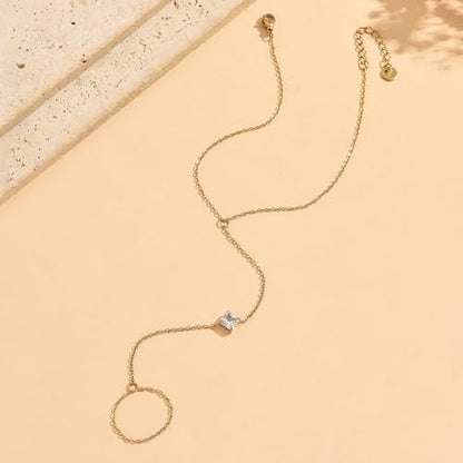 Dainty Gold Adjustable Barefoot Anklet Jewelry for Vacation Wear - color: Single CZ-GD