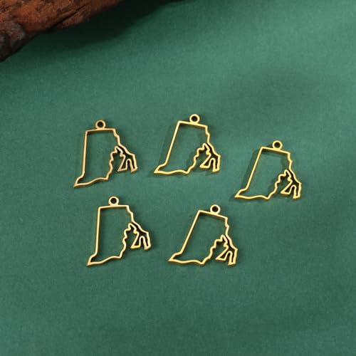 kkjoy 5Pcs Hollow Continents Maps of USA Pendant Charms for Jewelry Making and Crafting, Stainless Steel Mini Charm Craft Supplies Accessories for DIY Bracelet Necklace Earrings - color: Hollow Rhode Island Map - Gold