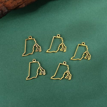kkjoy 5Pcs Hollow Continents Maps of USA Pendant Charms for Jewelry Making and Crafting, Stainless Steel Mini Charm Craft Supplies Accessories for DIY Bracelet Necklace Earrings - color: Hollow Rhode Island Map - Gold