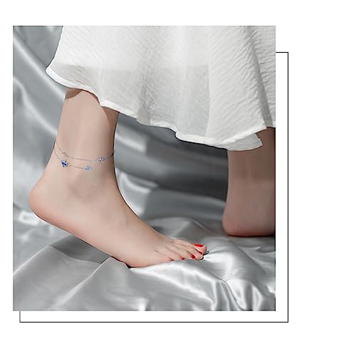 Anklets for Women 925 Sterling Silver Blue Evil Eye Infinity Butterfly Adjustable Multilayer Layered Summer Beach Ankle Bracelet Foot Chain Jewelry for Women - style: D-Sea Turtle