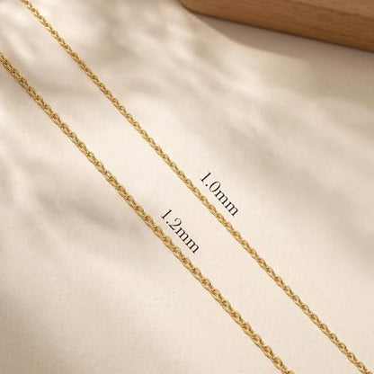 Gold Necklaces for Women 14K Gold Chain for Women Gold Cable Chain | Dainty Gold Cable Chain Necklace for Womens Simple Cable Chain for Men Necklaces 14-26” 14k gold necklaces for women men - size: 18in-45cm, style: 1.2mm