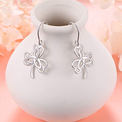 S925 Sterling Silver Celtic Knot Earrings for Women Irish Good Luck Drop Dangle Hook Earrings - style: Dangle Fish Hook - Celtic Clover