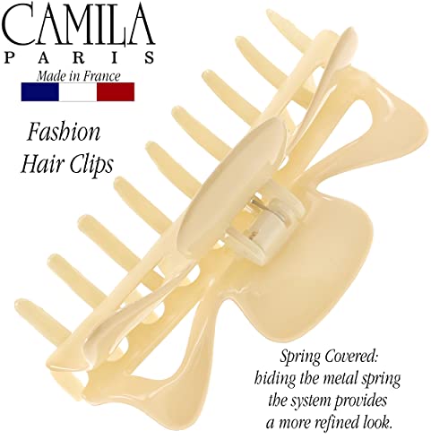 Camila Paris CP3506 French Large Hair Clips for Women Thick Hair for Long Curly Wavy Hair, Girls Hair Claw Clip, Durable Styling Big Claw Clip for Thick Hair, Strong Hold No Slip Grip, Made in France - color: Cream 4.5"