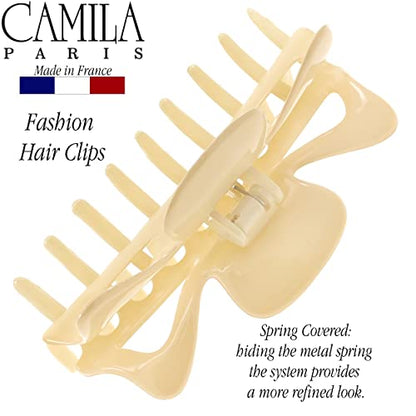 Camila Paris CP3506 French Large Hair Clips for Women Thick Hair for Long Curly Wavy Hair, Girls Hair Claw Clip, Durable Styling Big Claw Clip for Thick Hair, Strong Hold No Slip Grip, Made in France - color: Cream 4.5"