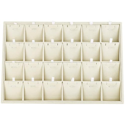 24 Grid Jewelry Tray Velvet Jewelry Display Tray with Removable Dividers | Jewelry Organizer Stackable Trays for Earrings Necklaces Bracelet Rings Display Showcase - Light Khaki - color: Light Khaki