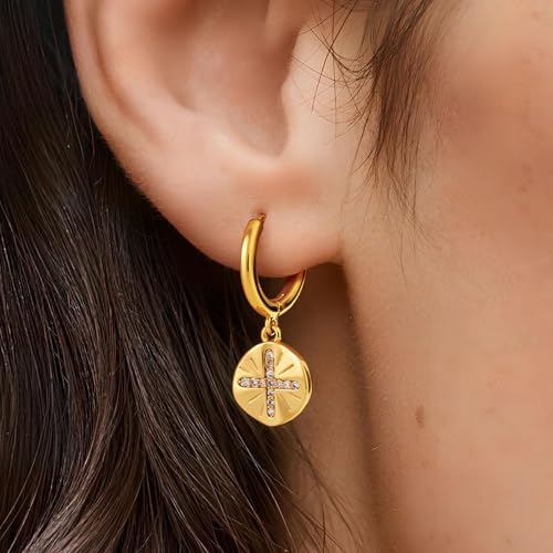 14K Gold Plated Dangle Hoop Earrings for Women | Bridal Small Dangle Gold Earrings Cubic Zirconia Huggie Drop Trendy Fashion Leopard Print Women's Jewelry - color: Gold-A