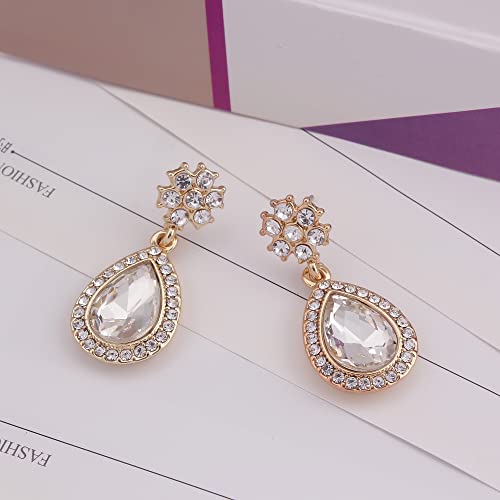 Bridesmaid Jewelry Set for Women,Pendant 18K Gold & Silver & Rose Gold Pendant Necklace Earrings Bracelet Set,Dainty Gift for Wedding/Proposal/Party/Anniversary - color: GOLD - 1 SET