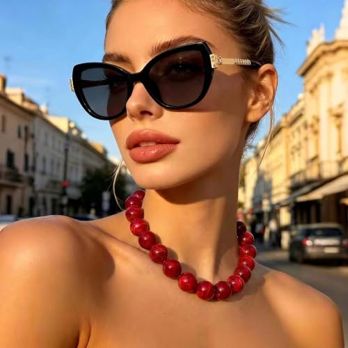 Chunky Beaded Necklace for Women, Colorful Trendy Statement Summer Jewelry Gift - color: necklace-13