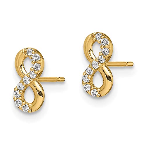 Diamond2Deal 14k Yellow Gold Infinity Symbol Cubic Zirconia Stud Earrings Len-0.33 In