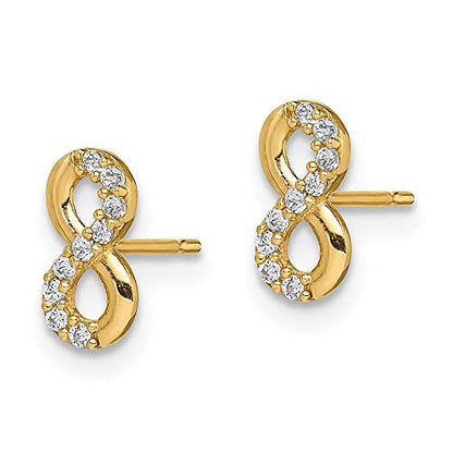 Diamond2Deal 14k Yellow Gold Infinity Symbol Cubic Zirconia Stud Earrings Len-0.33 In