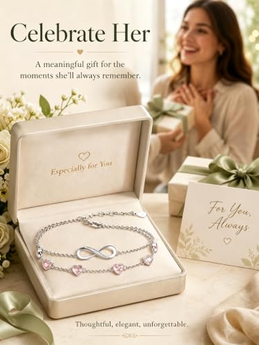 Prismata Infinity Birthstone Charm Link Bracelet/Anklet 925 Sterling Silver Adjustable 12 Months Birthstone Infinity Bracelet/Anklet Birthday Jewelry Gifts for Women Her - color: 10-October, size: 7'+2' Bracelet