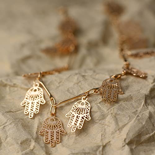 Gold Anklets for Women 14K Gold Plated Tiny Bead Anklet Colorful Tassel Foot Chain Dainty Adjustable Cute Summer Beach Boho Anklets Jewelry Gift - color: gold hamsa